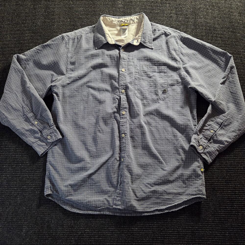Vtg The North Face Checkered Blue Polo Long Sleeve Men's XL
